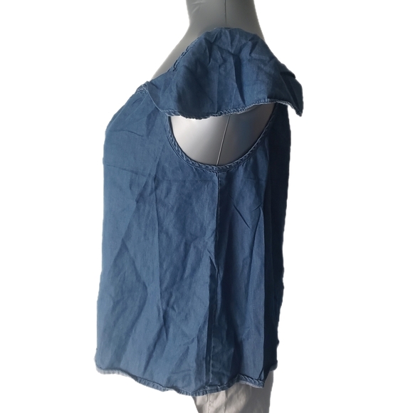 J.Crew Blue Chambray Off-Shoulder Top โ Size S - Picture 3 of 6